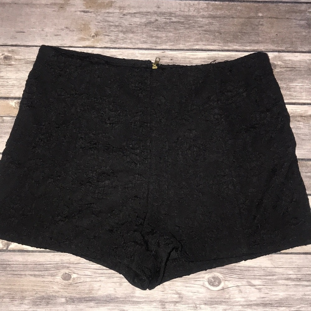 Black embossed dress shorts